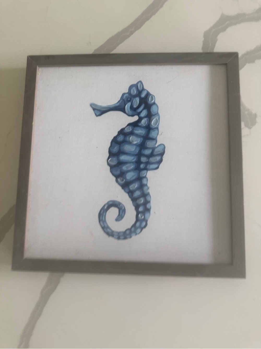 Kirkland Framed Blue Seahorse Coastal Wall Art Picture